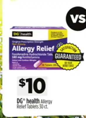 Dollar General DG health Allergy Relief Tablets offer