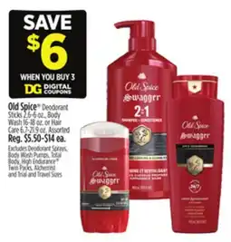 Dollar General Old Spice Deodorant Sticks 2.6-6 oz., Body Wash 16-18 oz. or Hair Care 6.7-21.9 oz offer