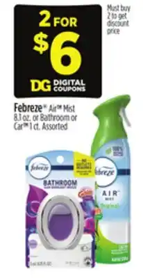 Dollar General Febreze Air Mist 8.1 oz. or Bathroom or Car 1 ct offer