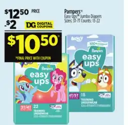 Dollar General Pampers Easy Ups Jumbo Diapers offer
