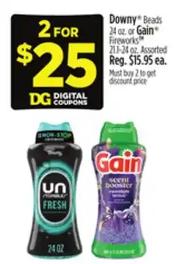 Dollar General Downy Beads 24 oz. or Gain Fireworks offer