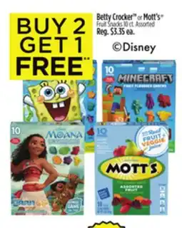 Dollar General Betty Crocker or Mott's Fruit Snacks offer