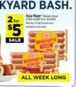 Dollar General Oscar Mayer Wieners Classic or Bun-Length 16 oz offer