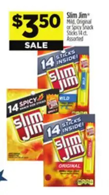 Dollar General Slim Jim Mild, Original or Spicy Snack Sticks offer