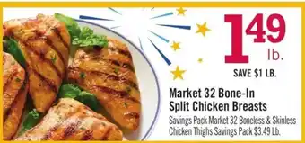 Price Chopper Market 32 Bone-In Split Chicken Breasts offer