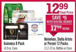 Price Chopper Heineken, Stella Artois or Peroni 12 Packs offer