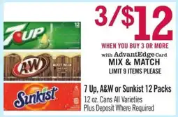 Price Chopper 7 Up, A&W or Sunkist 12 Packs offer