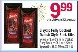 Price Chopper Lloyd’s Fully Cooked Danish Style Pork Ribs offer