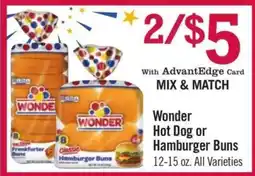 Price Chopper Wonder Hot Dog or Hamburger Buns offer