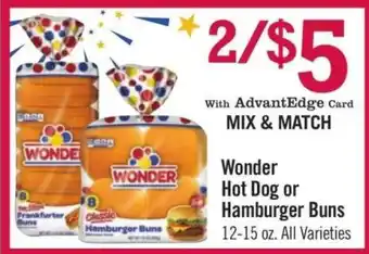 Price Chopper Wonder Hot Dog or Hamburger Buns offer