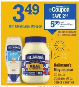 Price Chopper Hellmann's Mayonnaise offer