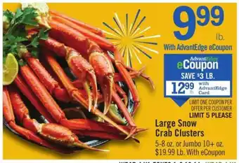 Price Chopper Large Snow Crab Clusters offer