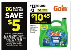 Dollar General Gain Plus Liquid Laundry Detergent offer