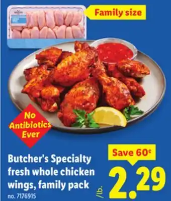 Lidl Butcher's Specialty fresh whole chicken wings, family pack offer