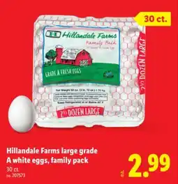 Lidl Hillandale Farms large grade A white eggs, family pack offer