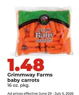 Hy-Vee Grimmway Farms baby carrots offer