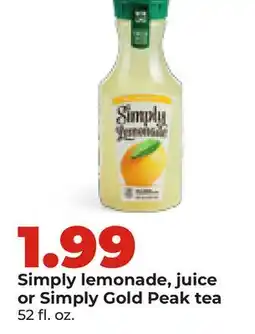 Hy-Vee Simply lemonade, juice or Simply Gold Peak tea offer