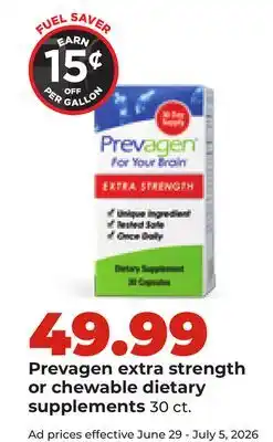Hy-Vee Prevagen extra strength or chewable dietary supplements offer