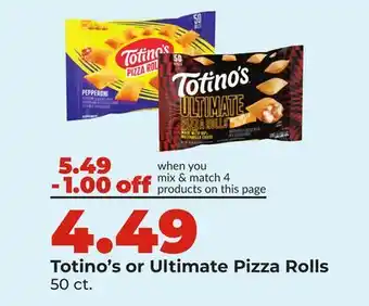 Hy-Vee Totino's or Ultimate Pizza Rolls offer