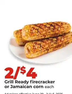 Hy-Vee Grill Ready firecracker or Jamaican corn offer