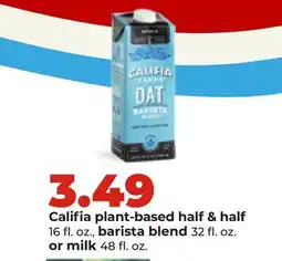 Hy-Vee Califia plant-based half & half, 16 fl. oz., barista blend 32 fl. oz. or milk 48 fl. oz offer