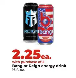 Hy-Vee Bang or Reign energy drink offer