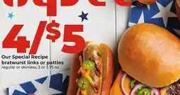 Hy-Vee Our Special Recipe bratwurst links or patties offer