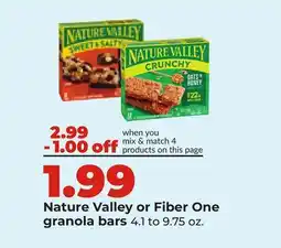 Hy-Vee Nature Valley or Fiber One granola bars offer