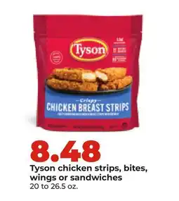 Hy-Vee Tyson chicken strips, bites, wings or sandwiches offer