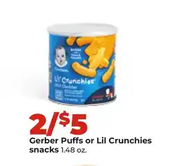 Hy-Vee Gerber Puffs or Lil Crunchies snacks offer