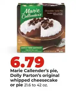 Hy-Vee Marie Callender's pie, Dolly Parton's original whipped cheesecake or pie offer