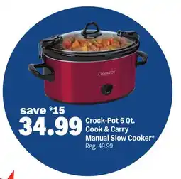 Meijer Crock-Pot 6 Qt. Cook & Carry Manual Slow Cooker offer