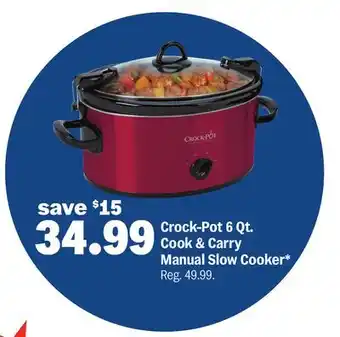Meijer Crock-Pot 6 Qt. Cook & Carry Manual Slow Cooker offer