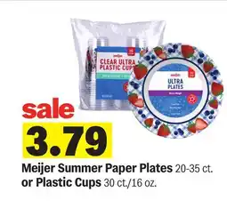 Meijer Meijer Summer Paper Plates 20-35 ct. or Plastic Cups 30 ct./16 oz offer