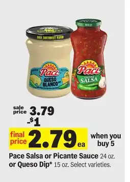 Meijer Pace Salsa or Picante Sauce 24 oz. or Queso Dip* 15 oz offer
