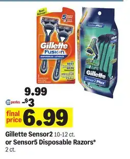 Meijer Gillette Sensor2 10-12 ct. or Sensor5 Disposable Razors* 2 ct offer