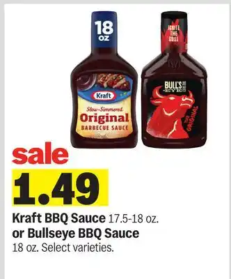 Meijer Kraft BBQ Sauce 17.5-18 oz. or Bullseye BBQ Sauce 18 oz offer