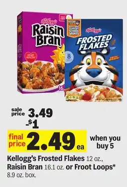 Meijer Kellogg's Frosted Flakes 12 oz., Raisin Bran 16.1 oz. or Froot Loops* 8.9 oz. box offer