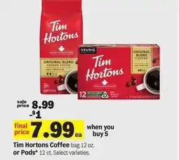 Meijer Tim Hortons Coffee bag 12 oz. or Pods* 12 ct offer