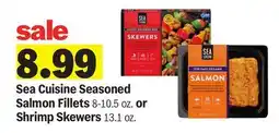 Meijer Sea Cuisine Seasoned Salmon Fillets 8-10.5 oz. or Shrimp Skewers 13.1 oz offer
