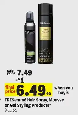 Meijer TRESemmé Hair Spray, Mousse or Gel Styling Products offer