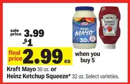 Meijer Kraft Mayo 30 oz. or Heinz Ketchup Squeeze* 32 oz offer
