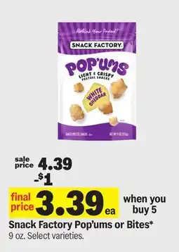 Meijer Snack Factory Pop'ums or Bites offer