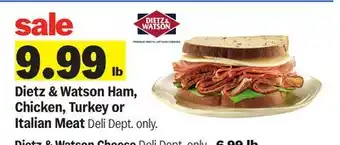 Meijer Dietz & Watson Ham, Chicken, Turkey or Italian Meat offer