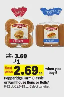 Meijer Pepperidge Farm Classic or Farmhouse Buns or Rolls offer