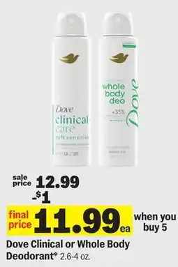 Meijer Dove Clinical or Whole Body Deodorant offer