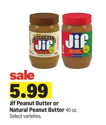Meijer Jif Peanut Butter or Natural Peanut Butter offer
