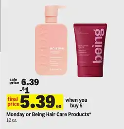 Meijer Monday or Being Hair Care Products offer