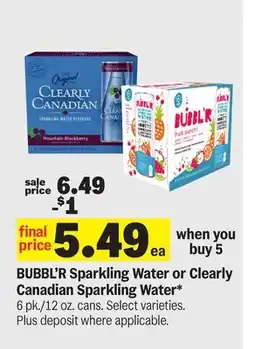 Meijer BUBBL'R Sparkling Water or Clearly Canadian Sparkling Water offer