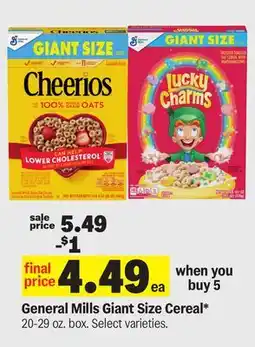 Meijer General Mills Giant Size Cereal offer